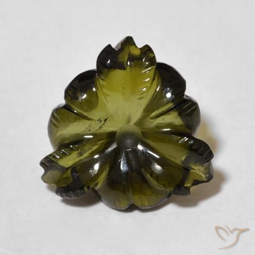 4.28ct Naturale Verde scuro Tormalina, Taglio a fiore, Trasparente