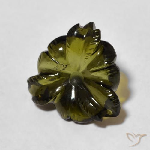 Tormalina Verde scuro naturale da 4.28 ct, Taglio a fiore, Trasparente