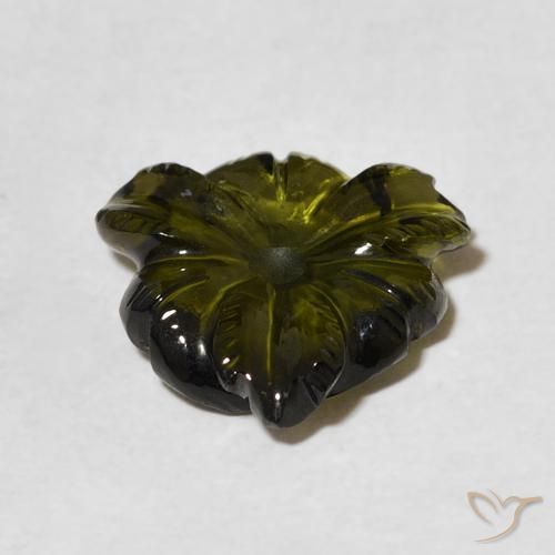 Tormalina Verde scuro naturale da 4.28 ct, Taglio a fiore, Trasparente