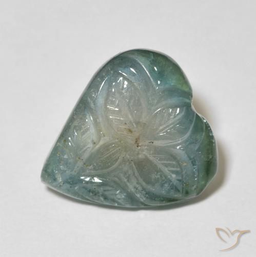 6.25ct Naturale Blu verdastro Tormalina, Taglio a fiore, Trasparente