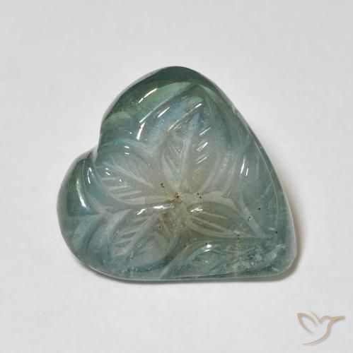 Tormalina Blu verdastro naturale da 6.25 ct, Taglio a fiore, Trasparente