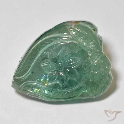 31.63ct Naturale Verde chiaro Tormalina, Taglio a fiore, Trasparente