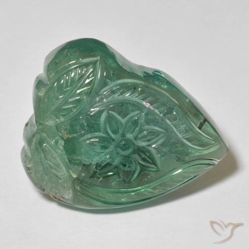 Tormalina Verde chiaro naturale da 31.63 ct, Taglio a fiore, Trasparente
