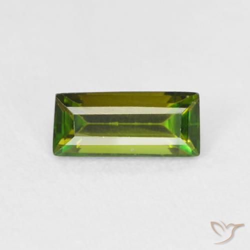 Tormalina Verde marroncino naturale da 0.90 ct, Taglio a baguette, VVS-VS