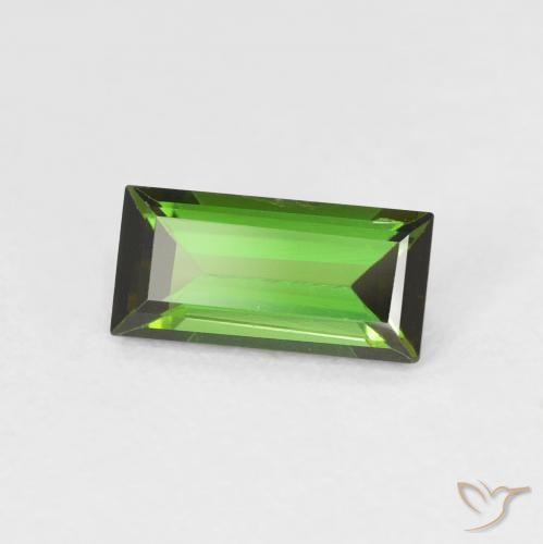 Tormalina Verde terroso naturale da 0.91 ct, Taglio a baguette, VVS-VS