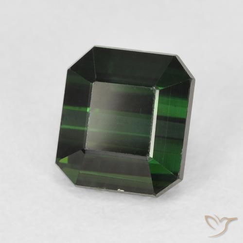 Tormalina Verde scuro naturale da 1.48 ct, Ottagonale / Taglio smeraldo, VVS