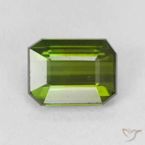 1.20ct Naturale Verde giallastro Tormalina, Taglio smeraldo, VVS-VS