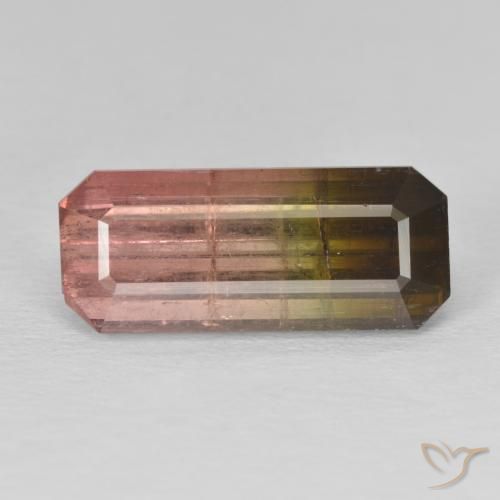 7.99ct Naturale Bi-Colore Tormalina, Taglio smeraldo, SI