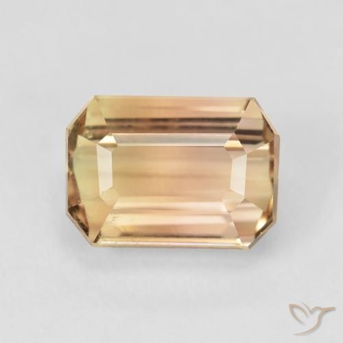 5.60ct Naturale Dorato pesca chiaro Tormalina, Taglio smeraldo, SI