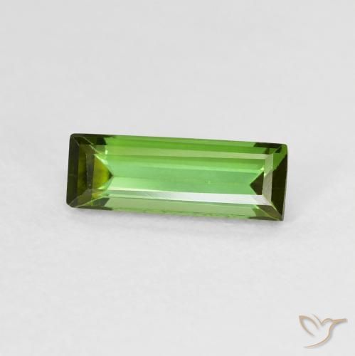 Tormalina Verde scuro naturale da 0.72 ct, Taglio a baguette, VVS-VS