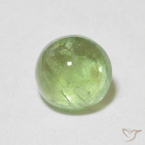 Tormalina Verde giallastro naturale da 1.54 ct, Rotondo, Trasparente