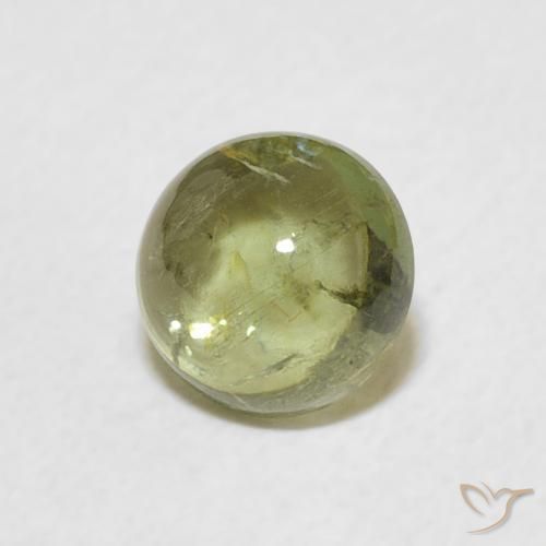 Tormalina Verde giallastro naturale da 0.89 ct, Rotondo, Trasparente