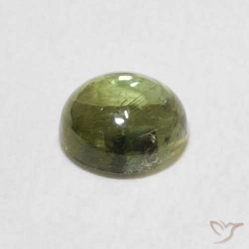 Tormalina Verde giallastro naturale da 0.89 ct, Rotondo, Trasparente