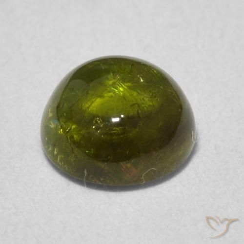 Tormalina Verde giallastro naturale da 1.54 ct, Rotondo, Trasparente