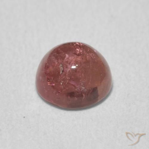 Tormalina Rosso caldo naturale da 0.88 ct, Rotondo, Trasparente
