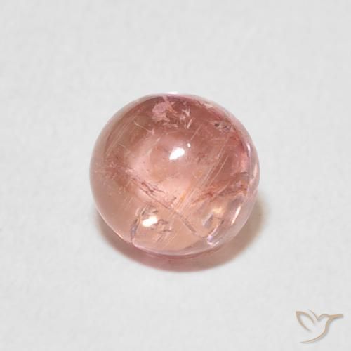 Tormalina Rosa terroso naturale da 1.29 ct, Rotondo, Trasparente