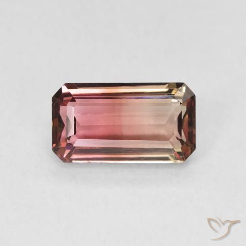 1.28ct Naturale Bi-Colore Tormalina, Taglio smeraldo, VVS