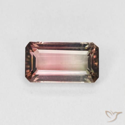 1.34ct Naturale Bi-Colore Tormalina, Taglio smeraldo, VVS