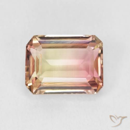 2.38ct Naturale Bi-Colore Tormalina, Taglio smeraldo, VVS