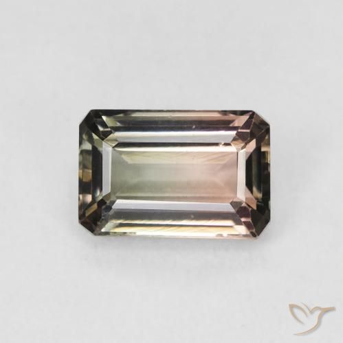 1.18ct Naturale Bi-Colore Tormalina, Taglio smeraldo, VVS-VS