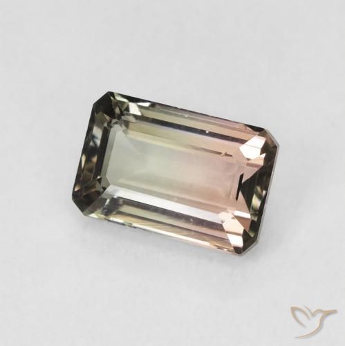 Tormalina Bi-Colore naturale da 1.18 ct, Ottagonale / Taglio smeraldo, VVS-VS