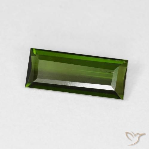 Tormalina Verde terroso naturale da 0.95 ct, Taglio a baguette, VS