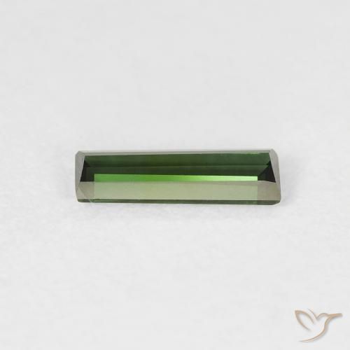 Tormalina Medium Dark-Green naturale da 0.45 ct, Taglio a baguette, VVS-VS
