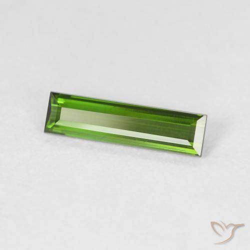 Tormalina Verde terroso naturale da 0.71 ct, Taglio a baguette, VVS-VS