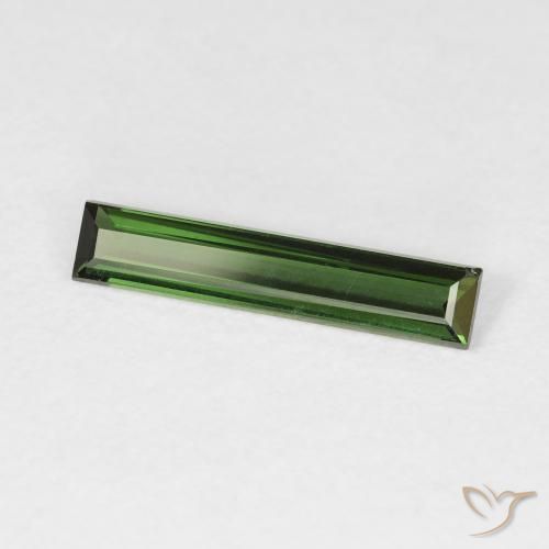 Tormalina Verde terroso naturale da 0.83 ct, Taglio a baguette, VVS-VS