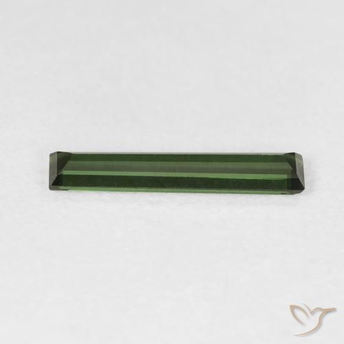 Tormalina Verde terroso naturale da 0.83 ct, Taglio a baguette, VVS-VS