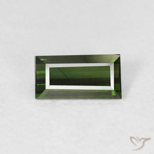 0.90ct Naturale Verde scuro Tormalina, Taglio a baguette, VVS-VS