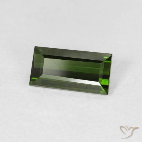 Tormalina Verde scuro naturale da 0.90 ct, Taglio a baguette, VVS-VS