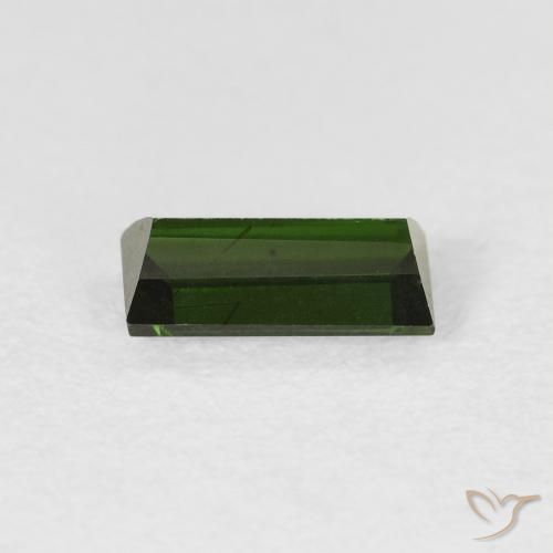 Tormalina Verde scuro naturale da 0.90 ct, Taglio a baguette, VVS-VS