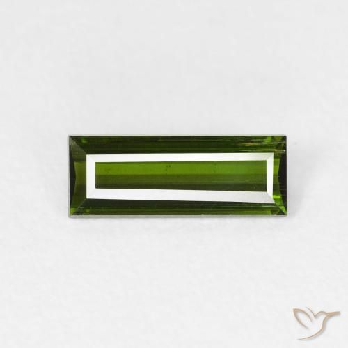0.67ct Naturale Verde scuro Tormalina, Taglio a baguette, VS