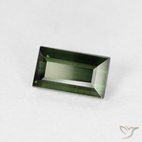 Tormalina Verde terroso naturale da 0.86 ct, Taglio a baguette, VVS-VS