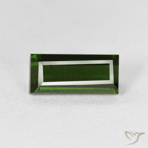 1.71ct Naturale Verde scuro Tormalina, Taglio a baguette, VS