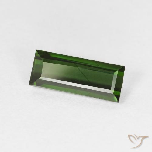 Tormalina Verde scuro naturale da 1.47 ct, Taglio a baguette, VVS-VS