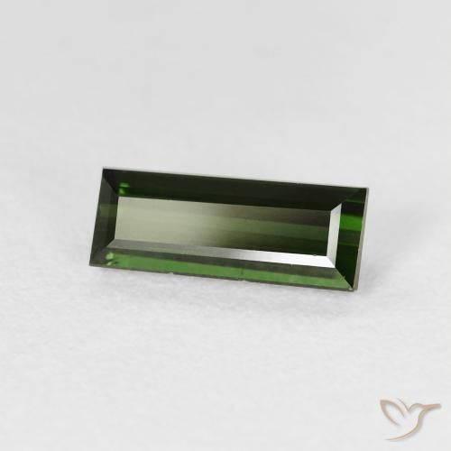 Tormalina Verde scuro naturale da 1.12 ct, Taglio a baguette, VVS-VS
