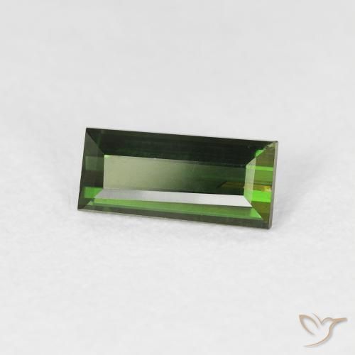 Tormalina Verde terroso naturale da 0.79 ct, Taglio a baguette, VS