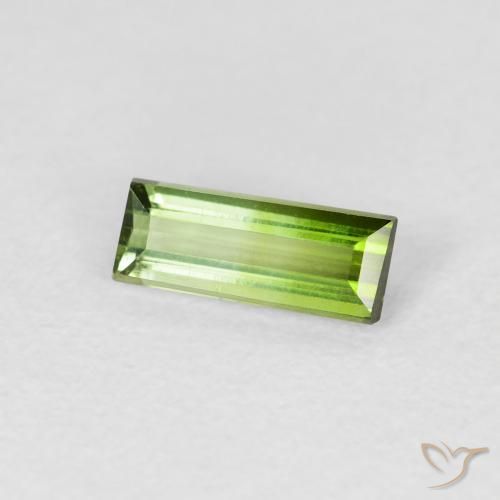 Tormalina Verde caldo naturale da 0.65 ct, Taglio a baguette, VVS-VS
