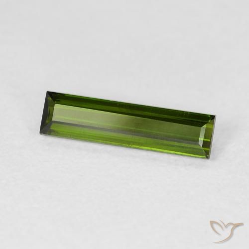 Tormalina Verde scuro naturale da 1.02 ct, Taglio a baguette, VVS-VS