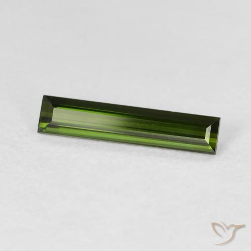 Tormalina Verde giallastro naturale da 0.94 ct, Taglio a baguette, VVS