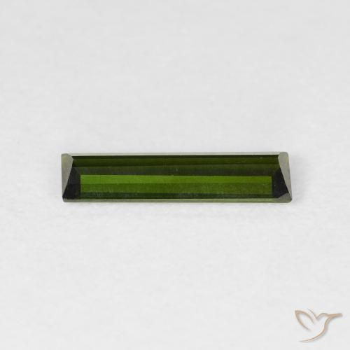 Tormalina Verde terroso naturale da 0.83 ct, Taglio a baguette, VVS