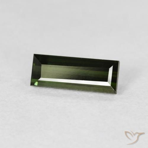 Tormalina Verde terroso naturale da 0.84 ct, Taglio a baguette, VVS