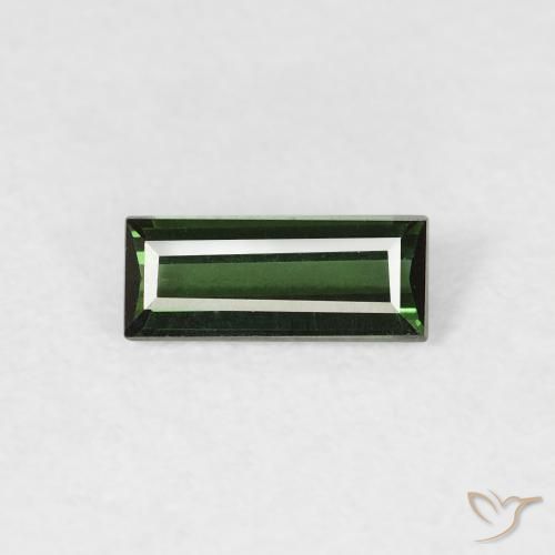 0.35ct Naturale Verde scuro Tormalina, Taglio a baguette, VVS