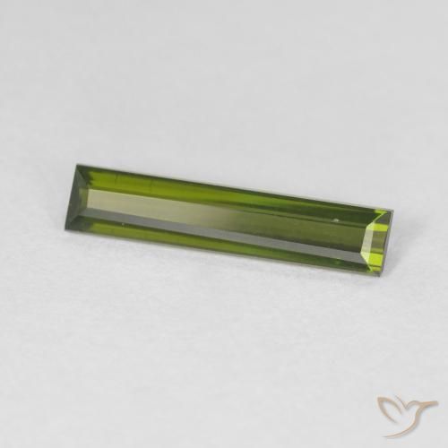 Tormalina Verde terroso naturale da 0.95 ct, Taglio a baguette, VVS