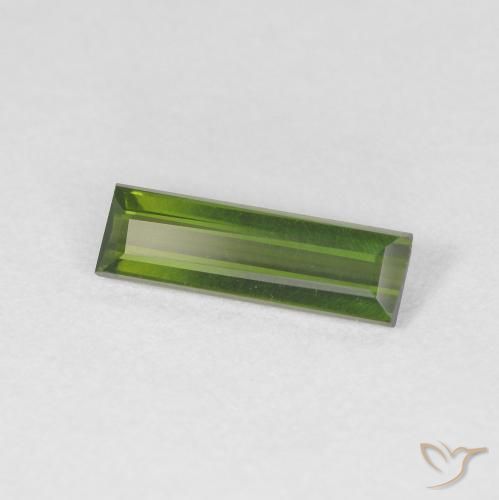 Tormalina Verde scuro naturale da 0.75 ct, Taglio a baguette, VVS