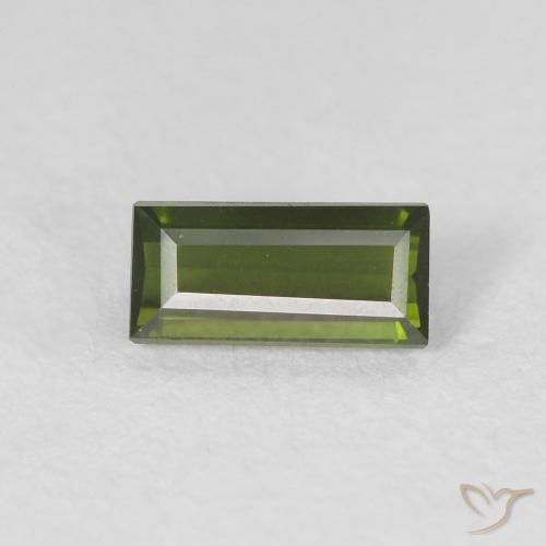 0.43ct Naturale Verde scuro Tormalina, Taglio a baguette, VVS, Photo A