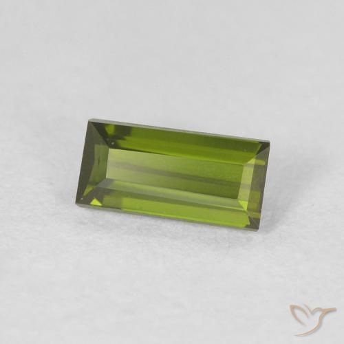 Tormalina Verde scuro naturale da 0.43 ct, Taglio a baguette, VVS
