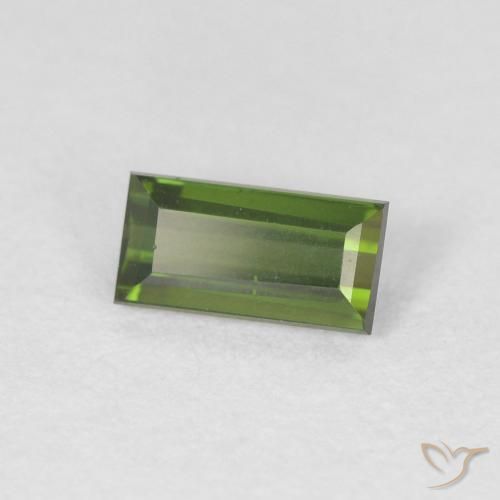 Tormalina Verde scuro naturale da 0.47 ct, Taglio a baguette, VVS